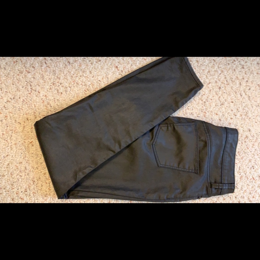 Black faux leather pants